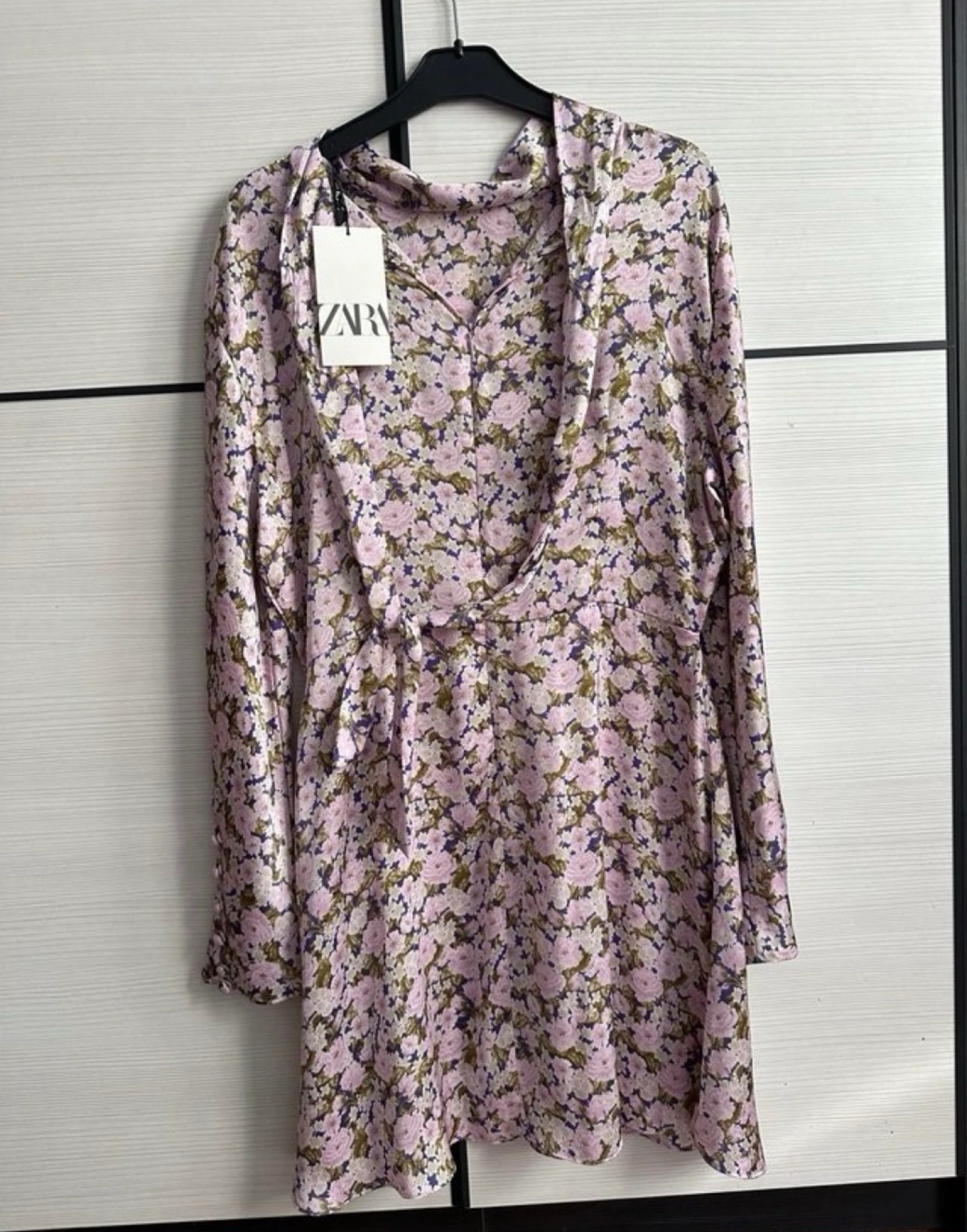 Zara NEW satin floral short dress size L – photo 2